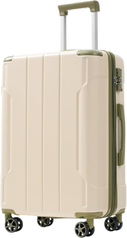 Merax 24 Inch Expandable Checked Luggage, Hardshell ABS Medium Suitcase with Spinner Wheels, TSA Lock, Lightweight Travel Suitcase for Long Trips and Vacations