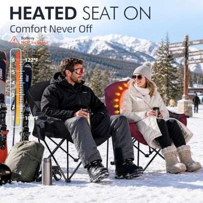 Heated Oversized Camping Chair - Heavy Duty Padded Comfy Warm Outdoor Chair