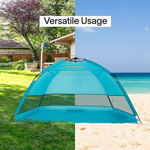 Alvantor® Beach Tent Beach Umbrella Outdoor Sun Shelter Cabana Automatic Instant Pop-Up UPF 50+ Portable Beach Shade Camping Fishing Hiking Canopy Easy Set Up Light Weight Windproof for 2-3 Person