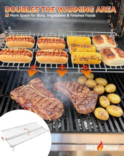 66044 Foldable Warming Rack for Weber GS4 Genesis II 300 Series Grills