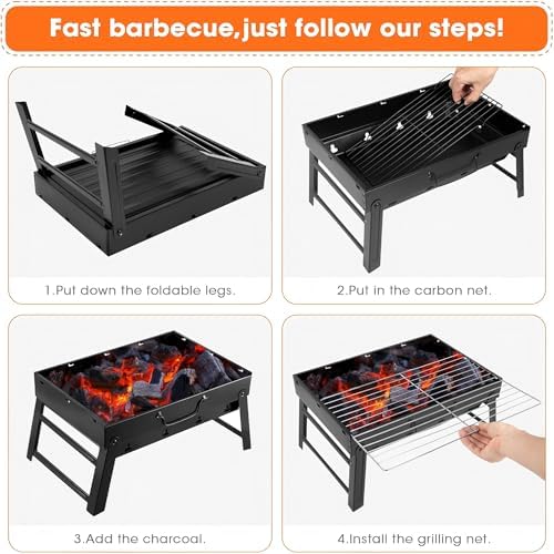 Portable Foldable Charcoal Grill 15" Tabletop BBQ