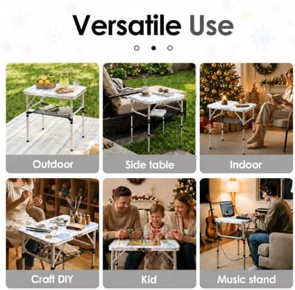 Small Folding Table 2 Foot, Lightweight Aluminum Portable Camping Table