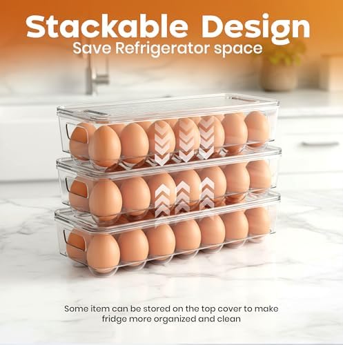 Utopia Home Egg Holder for Fridge, Stackable Egg Container, 1 Pack, Clear