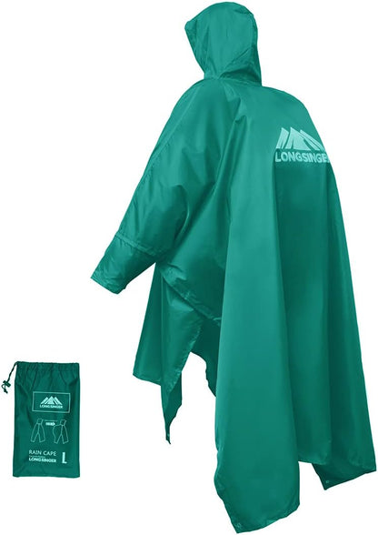 longsinger Rain Poncho for Adult, Waterproof Rain Poncho with Hood and Sleeve, Ideal for Hiking, Hunting, Camping