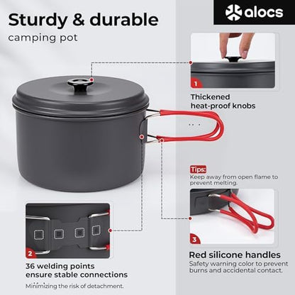 ALOCS Camping Cookware Set Camping Gear Compact Camping Pots and Pans Set