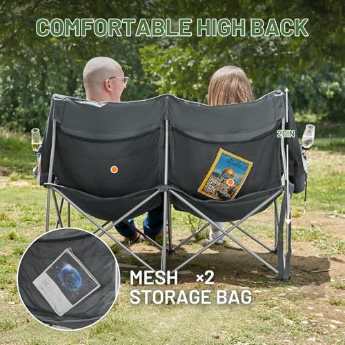 Timber Ridge Double Camping Chair Heavy Duty Outdoor Folding Camp Couch