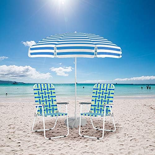 VINGLI Patio Lawn Webbed Folding Chairs Set of 4, Outdoor Beach Chair Portable Dining Chair for ir for Outdoor Yard, Garden(Blue, Classic)