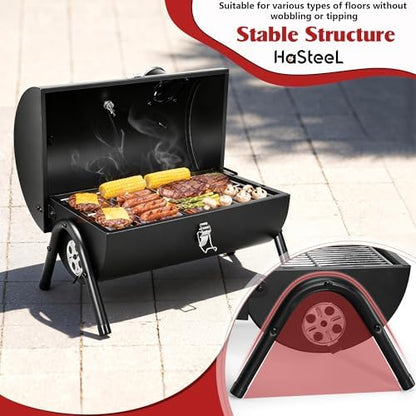HaSteeL Portable Charcoal Grill for Outdoor Barbecue, Small for 1-3 People