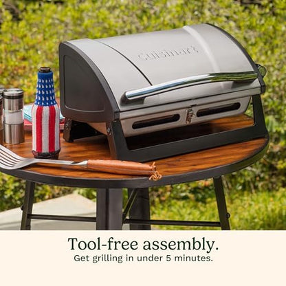 Cuisinart Gas Grill with Locking Lid, Portable, 8,000 BTU, 10 lbs.