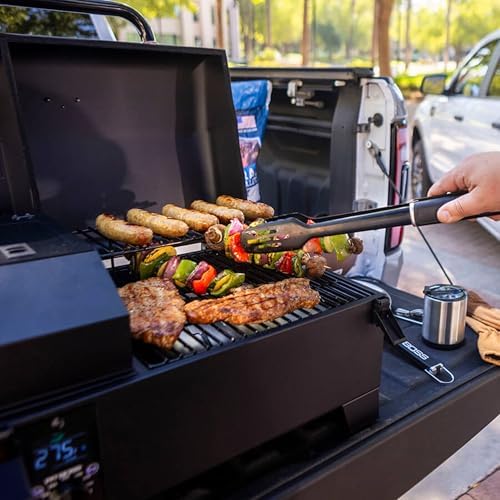 Pit Boss 150 Wood Pellet Grill & Smoker with Flame Broiler 256-Sq. In. Cooking Space, 180°F to 500°F Temperature Range, 7 lb. Pellet Hopper, for Tailgating, Camping, or Travel, Black