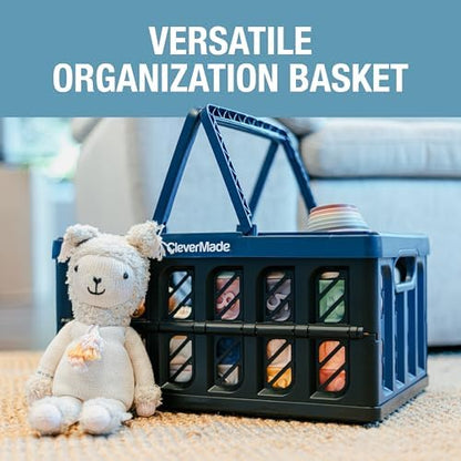 CleverMade Collapsible Shopping Basket (Recycled) - 24L - Obsidian (3PK)
