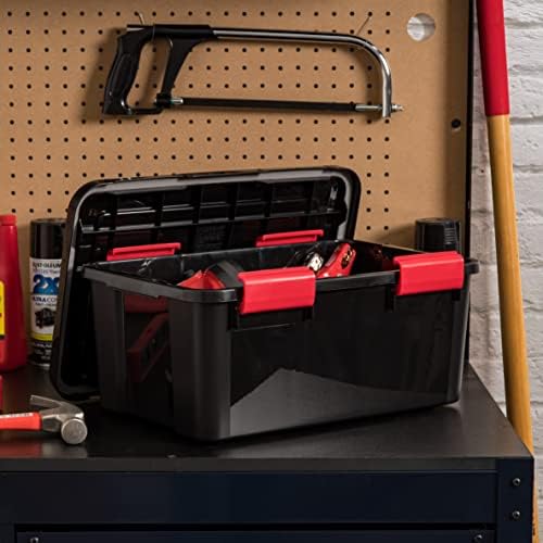 IRIS USA 6-Pack 19 Qt Storage Bins with Gasket Lids, Black/Red