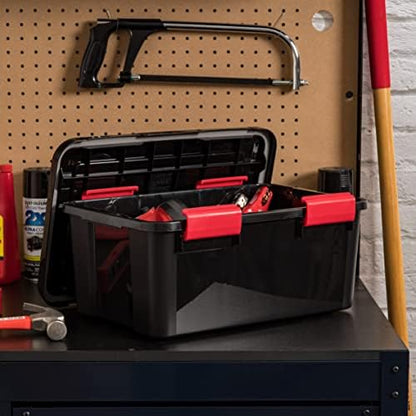 IRIS USA 6-Pack 19 Qt Storage Bins with Gasket Lids, Black/Red