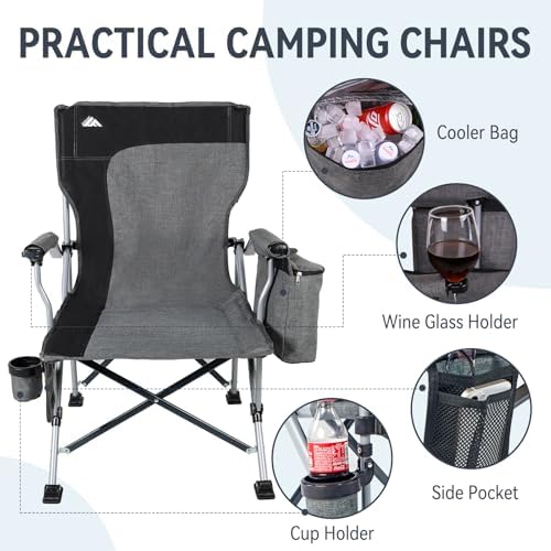Ablazer 2 Pack Padded High Back Camping Chairs, 350 lb Capacity Each