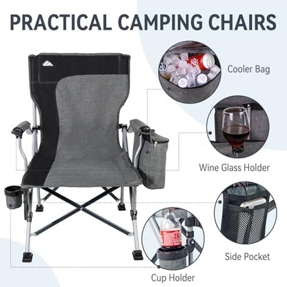 Ablazer 2 Pack Padded High Back Camping Chairs, 350 lb Capacity Each