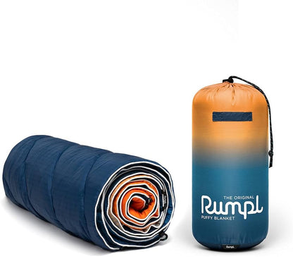 Rumpl Original Puffy Blanket - Warm, Water-Resistant Camping Blanket with 100% Recycled Synthetic Insulation, 52"x75", Original Puffy V1, Sunset Fade