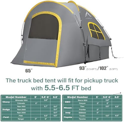 GoHimal Pickup Truck Bed Tent, 6.5FT Truck Tent for Camping（Gray）