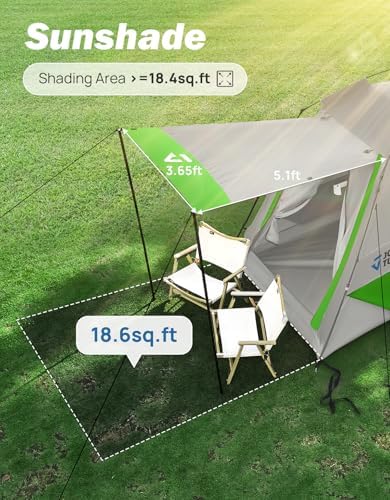 JOYTUTUS Automatic Truck Tent, Easy Set-up, Portable Truck Bed Tent 5.5FT-6.5FT with Rainfly, Truck Camping Tent with Waterproof PU2000mm Double Layer for 2 Person