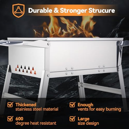 17.7x9.8 Inch Foldable Portable Charcoal Grill Travel Outdoor