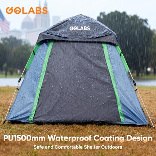 Golabs Pop Up Camping Tent for 2/3 Person, Quick Setup by Pre-Attached Pole