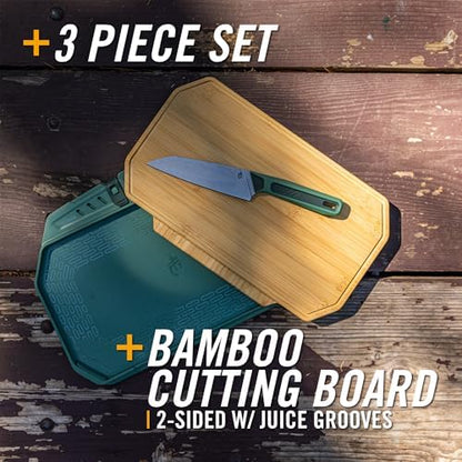 Gerber Gear ComplEAT Cutting Board Set - Cutting Board Kit with Polypropylene & Bamboo Cutting Boards - Features Paring Knife & Chef's Knife for camping picnics and outdoors