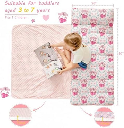 Lasoftan Toddler Nap Mat with Pillow and Blanket, Extra Large Rolled Napping Mats,Slumber Bags for Boys Girls,Kids Sleeping Bag for Daycare, Preschool Travel Camping