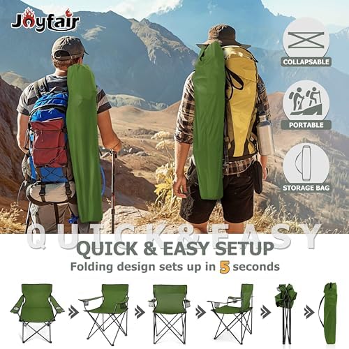 Joyfair Camping Chairs for Lawn & Beach, Large for Adults, Olive Green