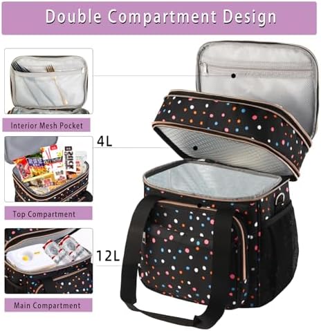 GLENKEY Expandable Lunch Box Women Insulated Soft Leakproof Cooler Bag