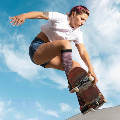 Kickticks 4 Pairs Compression Socks for Woman & Man Unisex 20-30mmHg Knee high Plus Size Wide Calves for Flying Running…