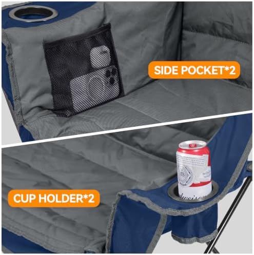 Huskfirm High Back Double Camping Chair 2 Person Camping Chair Grey & Blue