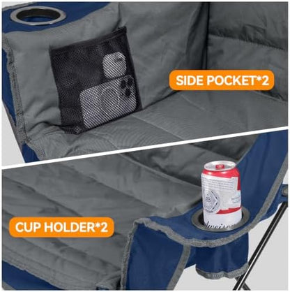 Huskfirm High Back Double Camping Chair 2 Person Camping Chair Grey & Blue