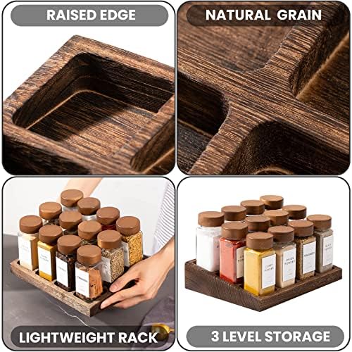 Yangbaga Glass Spice Jars with Labels, 24pcs 4oz Seasoning Jars with 2 Rack