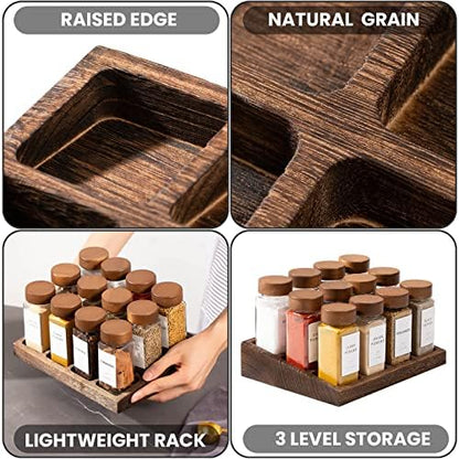 Yangbaga Glass Spice Jars with Labels, 24pcs 4oz Seasoning Jars with 2 Rack