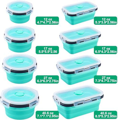 Sudaya 12 Pack Collapsible Food Storage Containers With Lids, Collapsible Storage Containers Sets Silicone Collapsible Bowls For Camping, RV Accessories, Travel Trailer Must