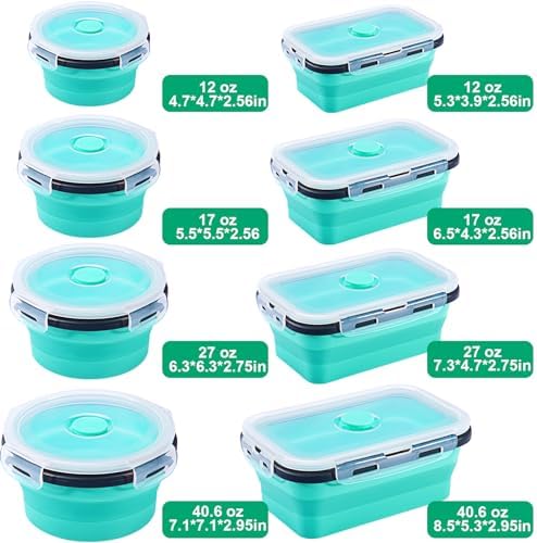 Sudaya 4 Pack Collapsible Food Storage Containers With Lids, Collapsible Storage Containers Sets Silicone Collapsible Bowls For Camping, RV Accessories, Travel Trailer Must