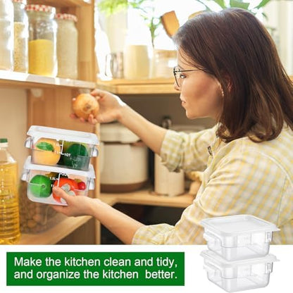 FoldTier 2 Pcs Square Food Storage Containers, White, 2 Qt
