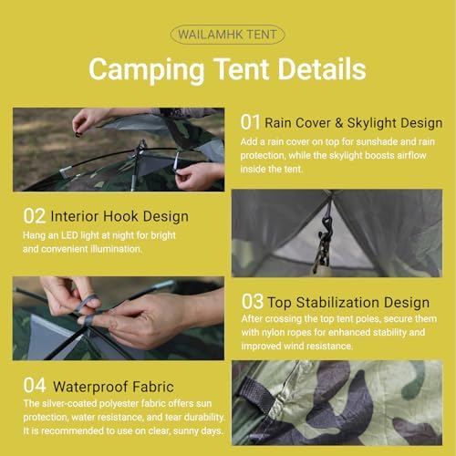 2 Person Camping Tent Lightweight Waterproof Backpacking Dome Tent, Easy Setup & Portable Shelter