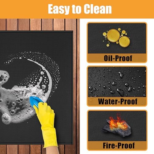 Heat Resistant Mats for Countertop fits Tabletop Grill, 48x36x0.04in, Black
