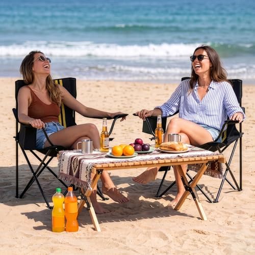 Outvita Portable Camping Chair with Insulated Cooler & Bag Black