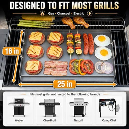 Hisencn 25"x16" Flat Top Griddle for Gas Grill and Stove, 4-5 Burner Grills