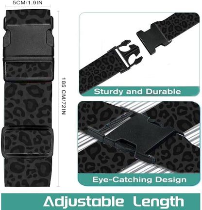 Luggage Straps for Suitcases Travel Belt Accessories, Cute Suitcase Strap, Adjustable Luggage Belt Strap, Heavy Duty with Quick-Release Buckle Luggage Strap Luxury Black Leopard