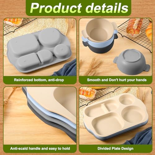 Honoson 24pcs Wheat Straw Dinnerware, Unbreakable, Vivid Color