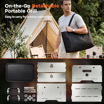 Stainless Steel Portable Tabletop Charcoal Grill, Foldable Camping Grill