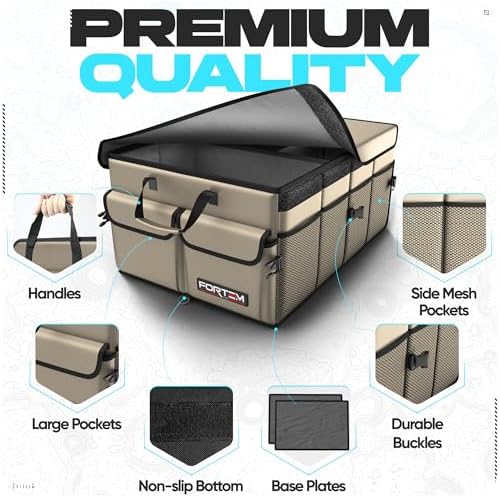 FORTEM Trunk Organizer - Foldable Car Organizer & Storage for SUVs & Trucks