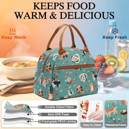 FlowFly Insulated Lunch Cooler Bag - Tote Bag Organizer for Women/Men, Dog