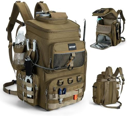 Goture Fishing Backpack with Cooler,55L 900D Tackle Backpack & Rod Holders