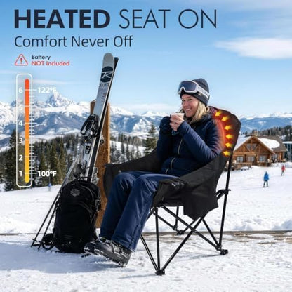 Heated Oversized Camping Chair - Heavy Duty Padded Comfy Warm Outdoor Chair