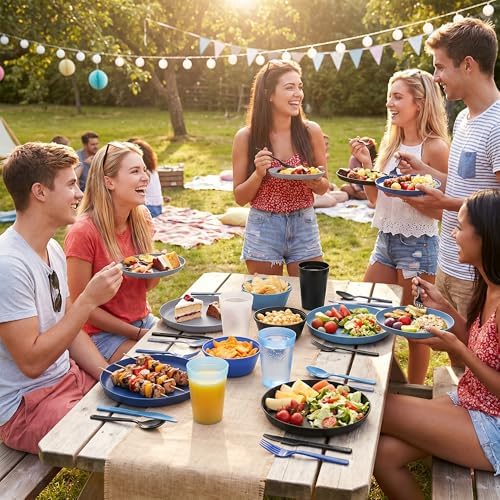 56 Piece Dinnerware Set for 8, Unbreakable Plates and Bowls Set
