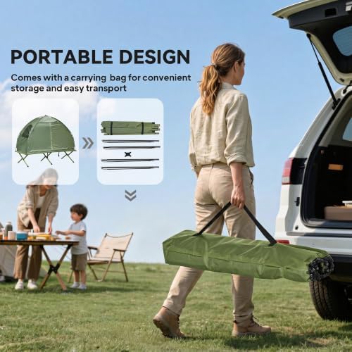Outsunny Camping Tent Cot Single Person Folding Cot Combo Off-Ground Tent
