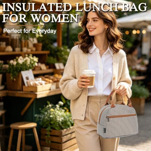 FlowFly Insulated Lunch Cooler Bag - Tote Bag Organizer for Women/Men, Coffee